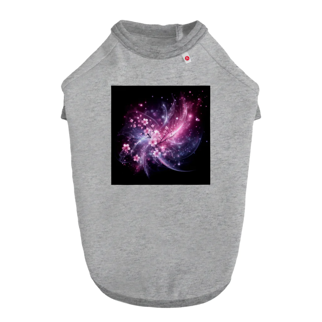 運気上昇グッズストアの宇宙桜 ドッグTシャツ