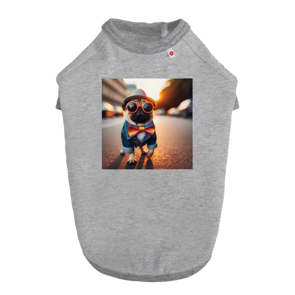 1682HOHETOのおしゃれなパグ2 Dog T-shirt