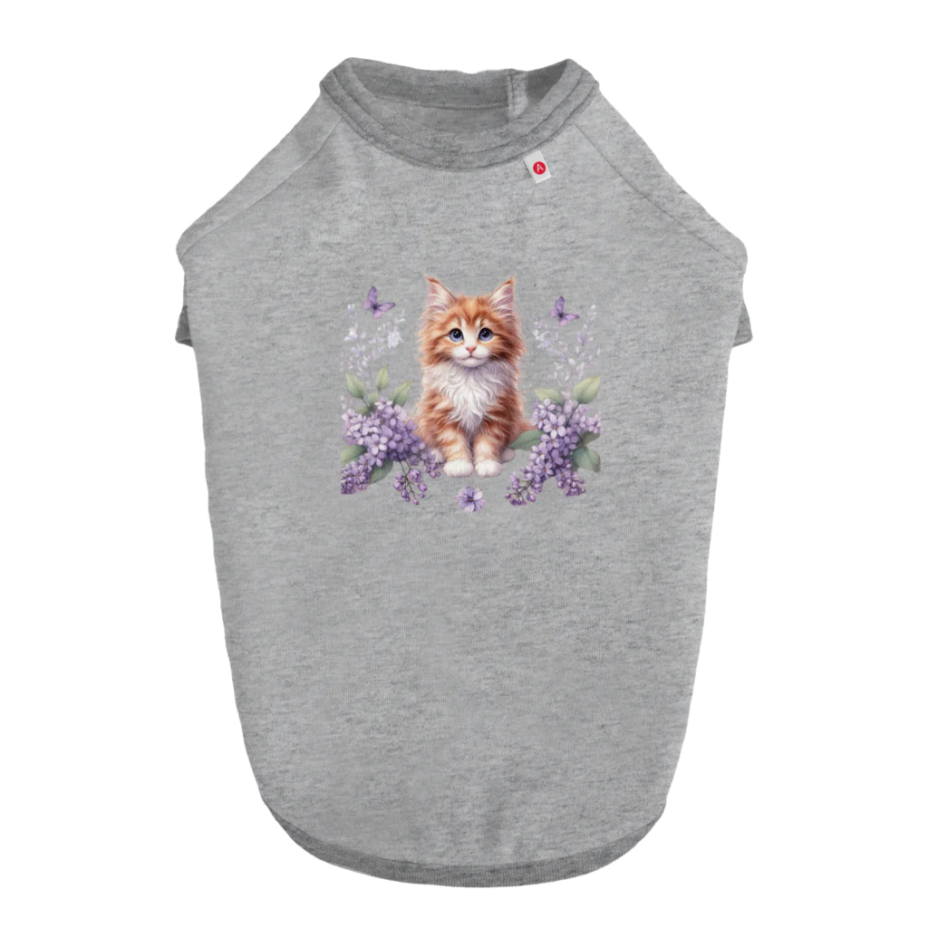 Y m @Y's shopの子猫とお花 ドッグTシャツ