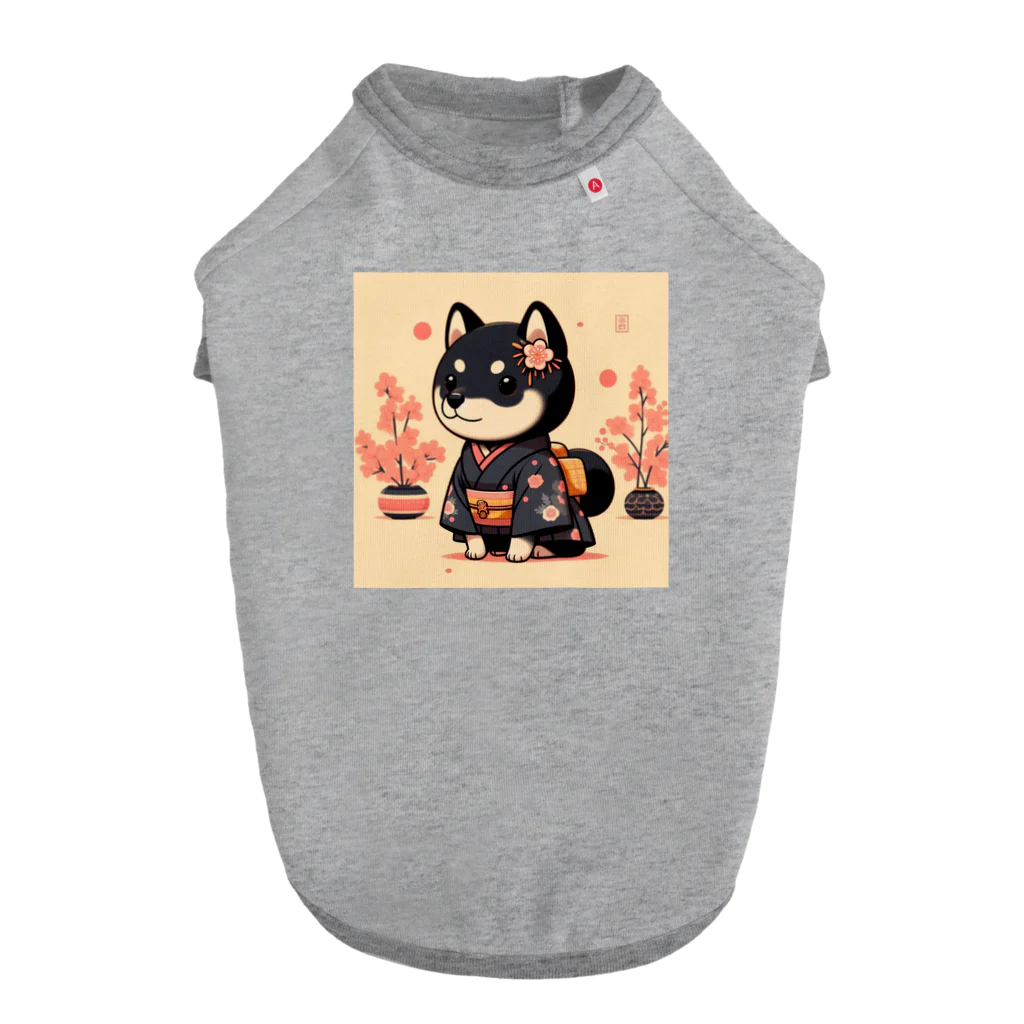 yaata2020517の着物着る黒柴ちゃん Dog T-shirt