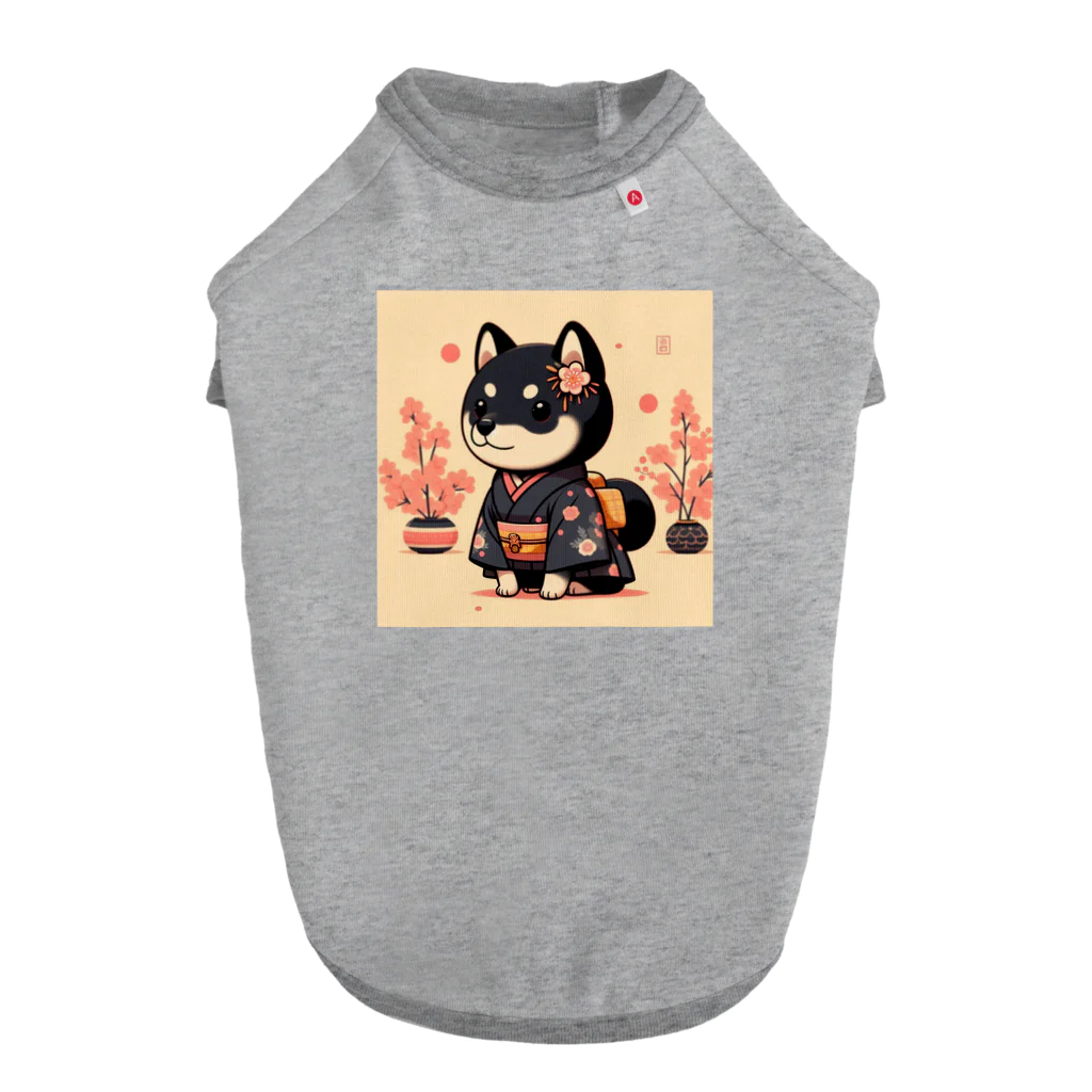 yaata2020517の着物着る黒柴ちゃん ドッグTシャツ