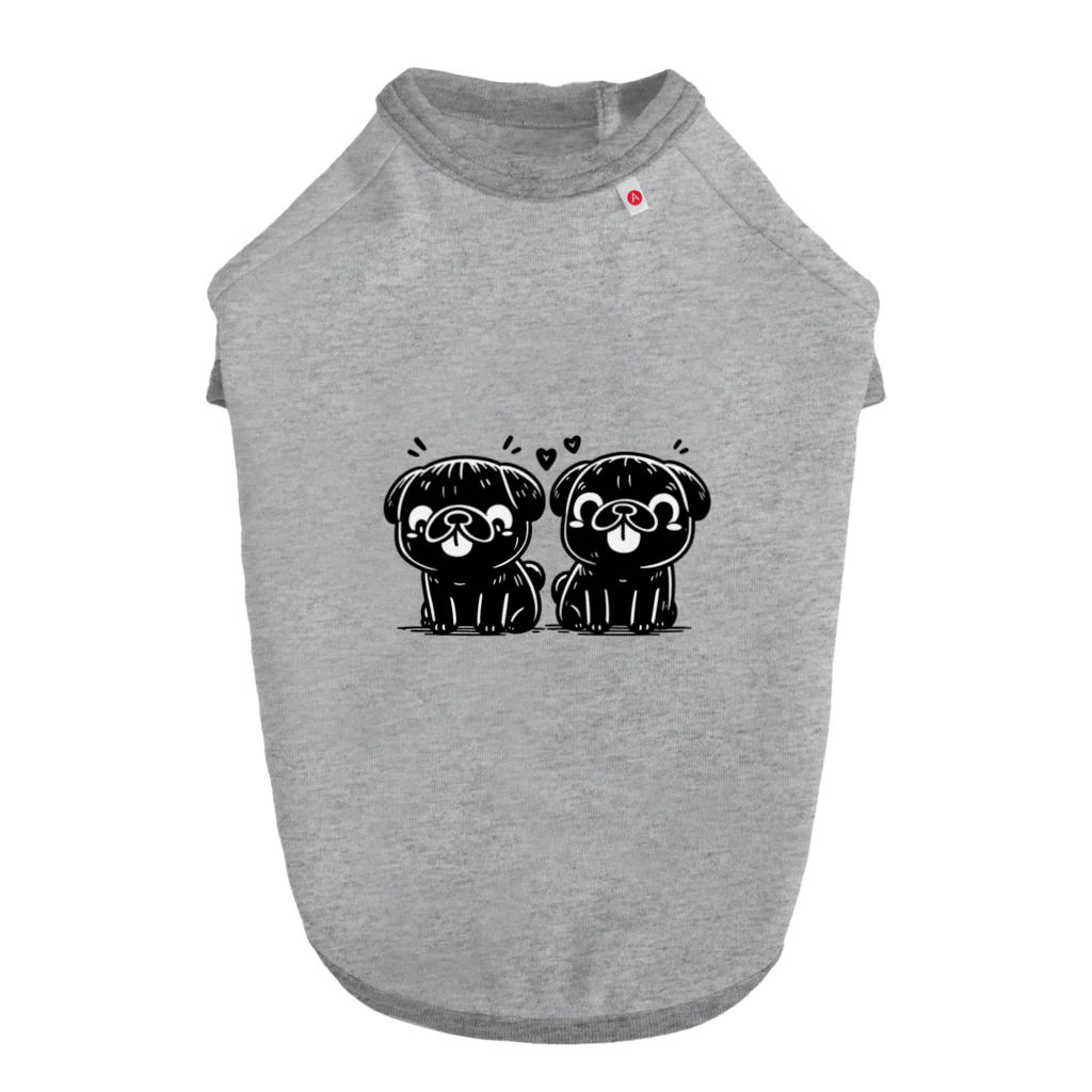 ブヒーズのtwin pug ドッグTシャツ