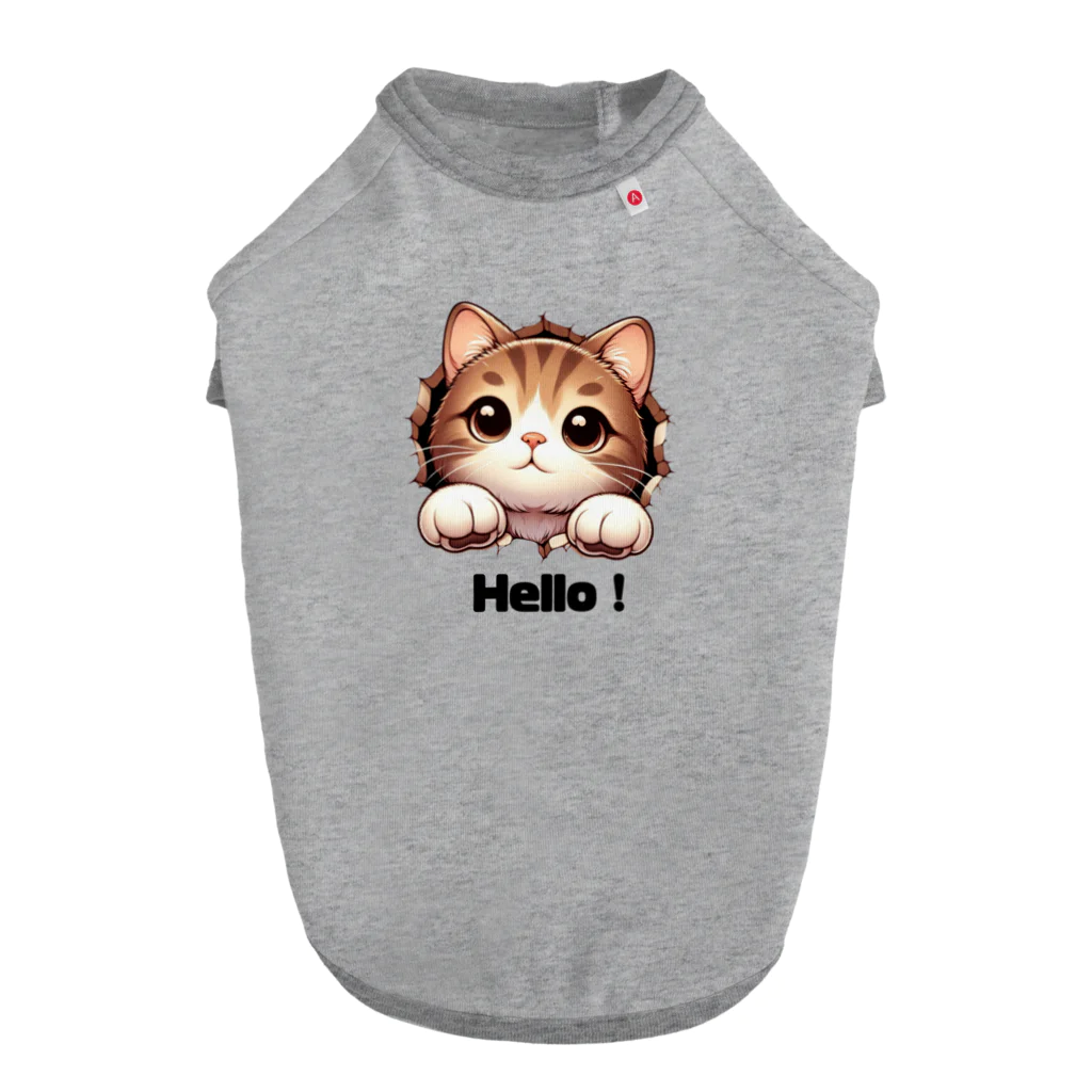 dreamy-designのHello!ねこちゃん（文字黒） ドッグTシャツ