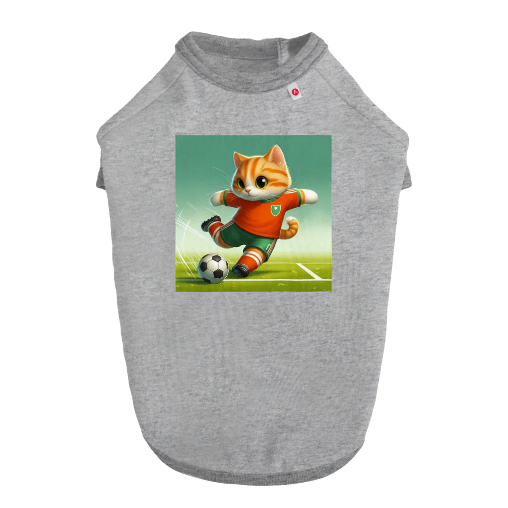 ketapapaのサッカーねこ ドッグTシャツ