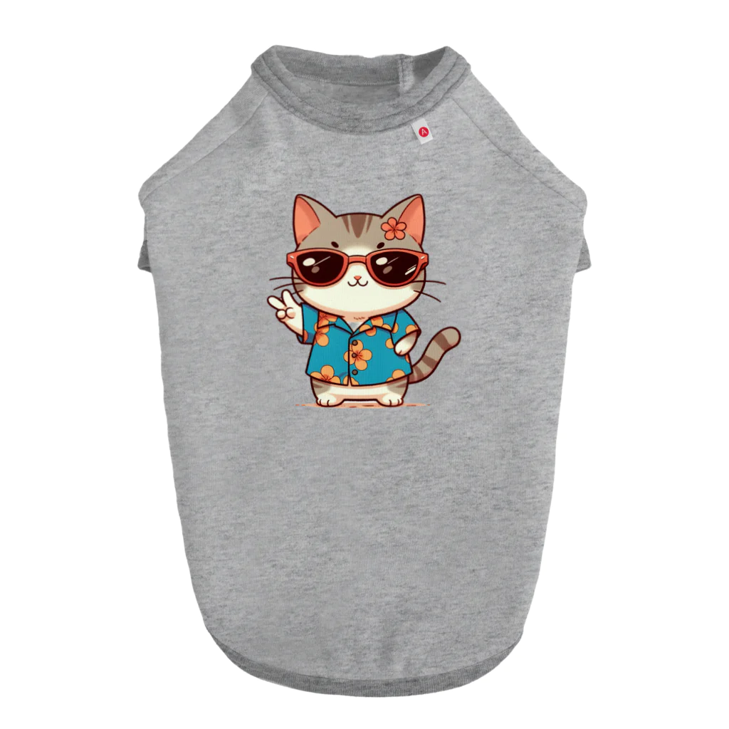 @猫グッズ製作所のかわいい猫のアロハまる Dog T-shirt