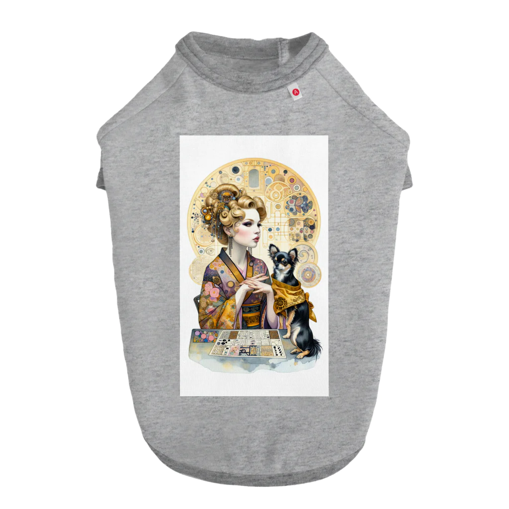 RoseTarot888Shopの着物女性とチワワ ドッグTシャツ