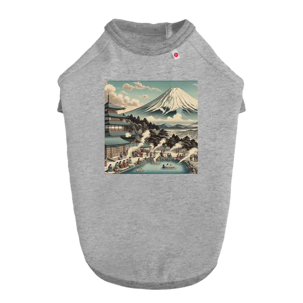 kimagure_MARCHEのJapan Mt. Fuji Sento Bathhouse Beautiful scenery Dog T-shirt