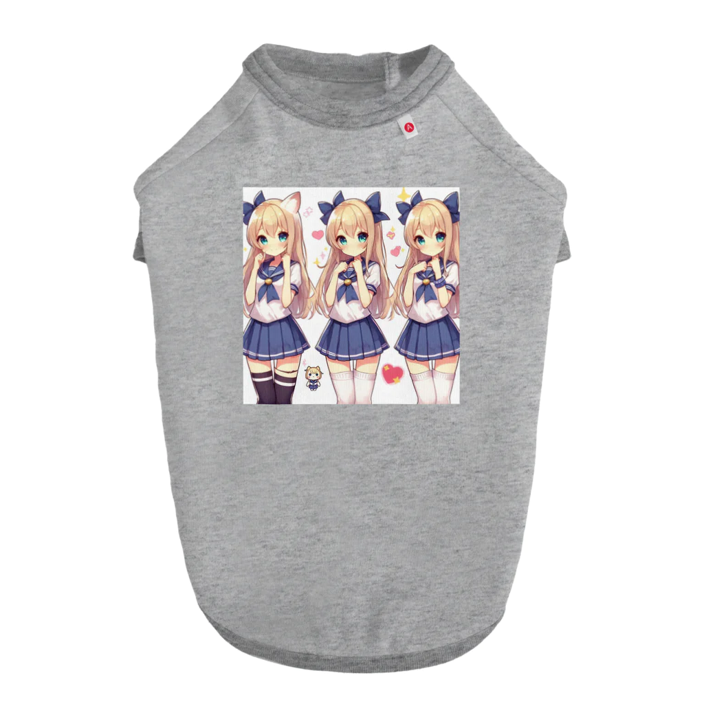 aaammmamのセーラー服　ロングヘア　美少女　アニメ　漫画　日本 ドッグTシャツ