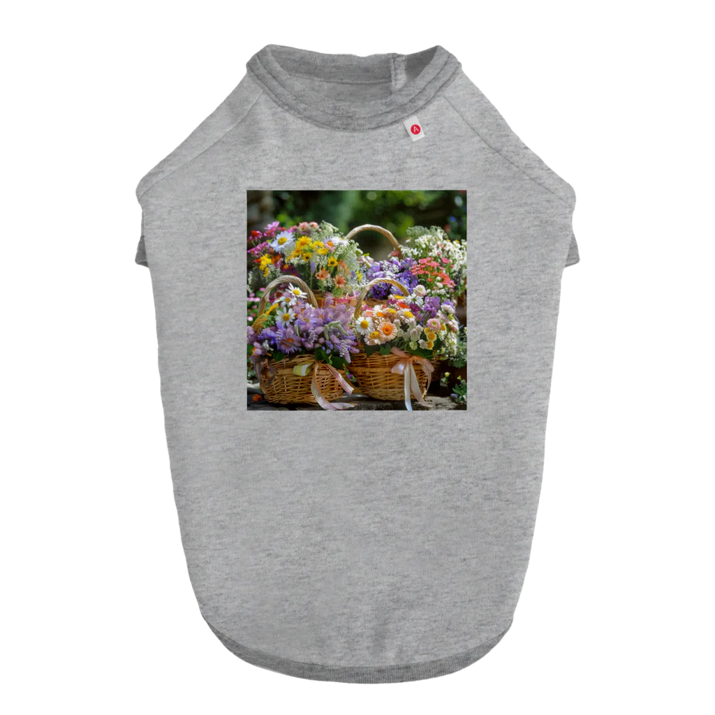 AQUAMETAVERSEの華やかな花が入った花かご　なでしこ1478 Dog T-shirt