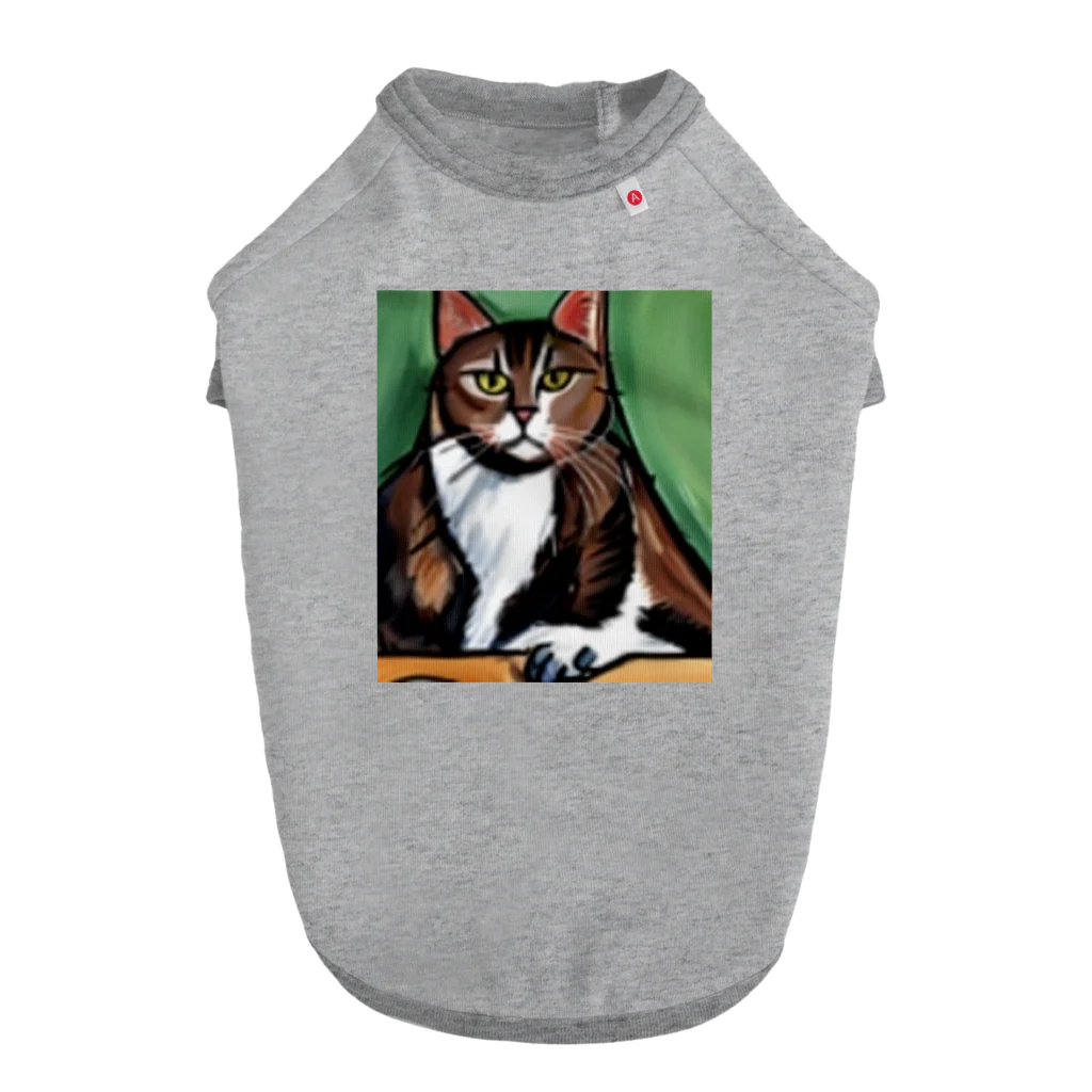 Ppit8のどっしりかまえる猫ちゃん ドッグTシャツ