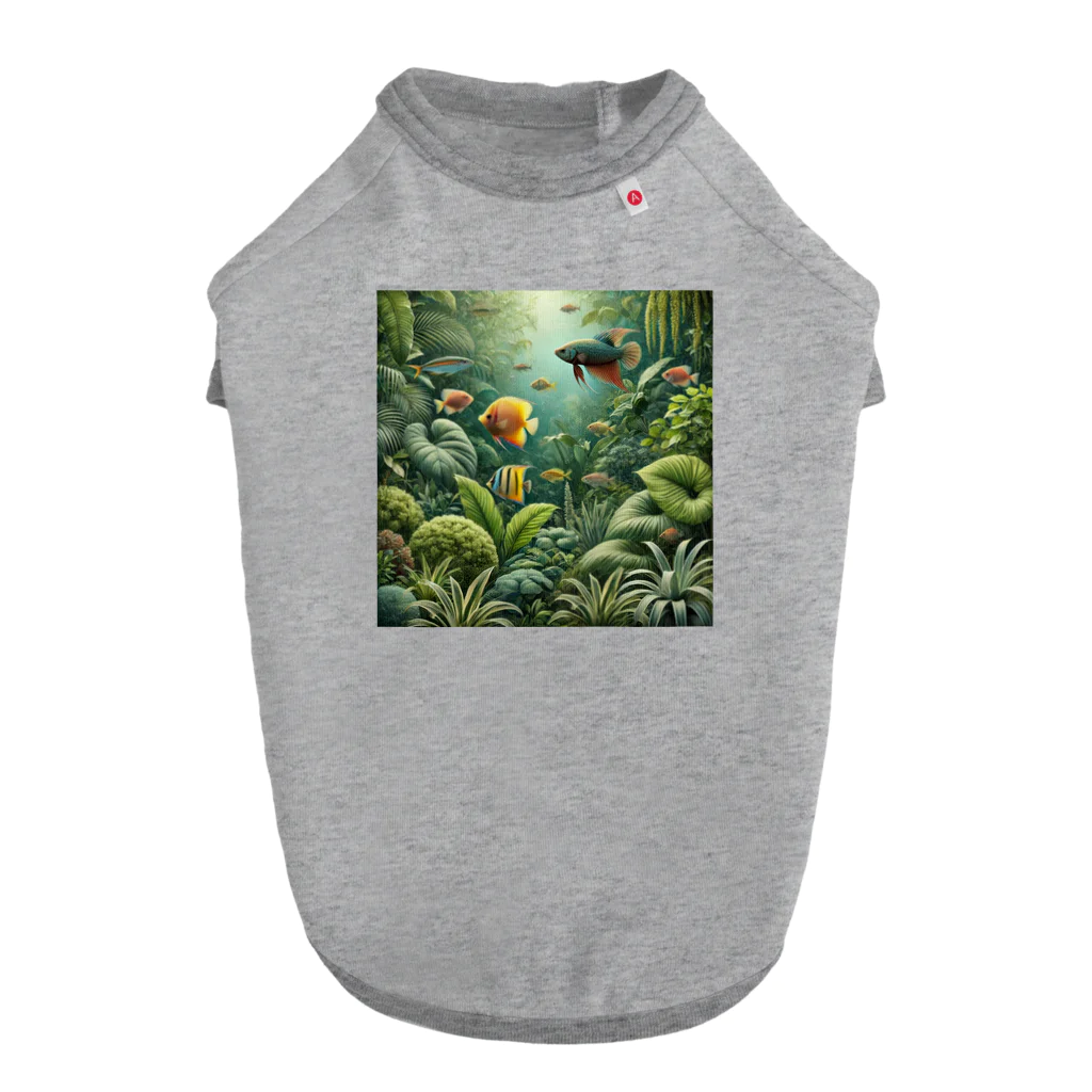 pyoromalの観葉植物×熱帯魚 ドッグTシャツ