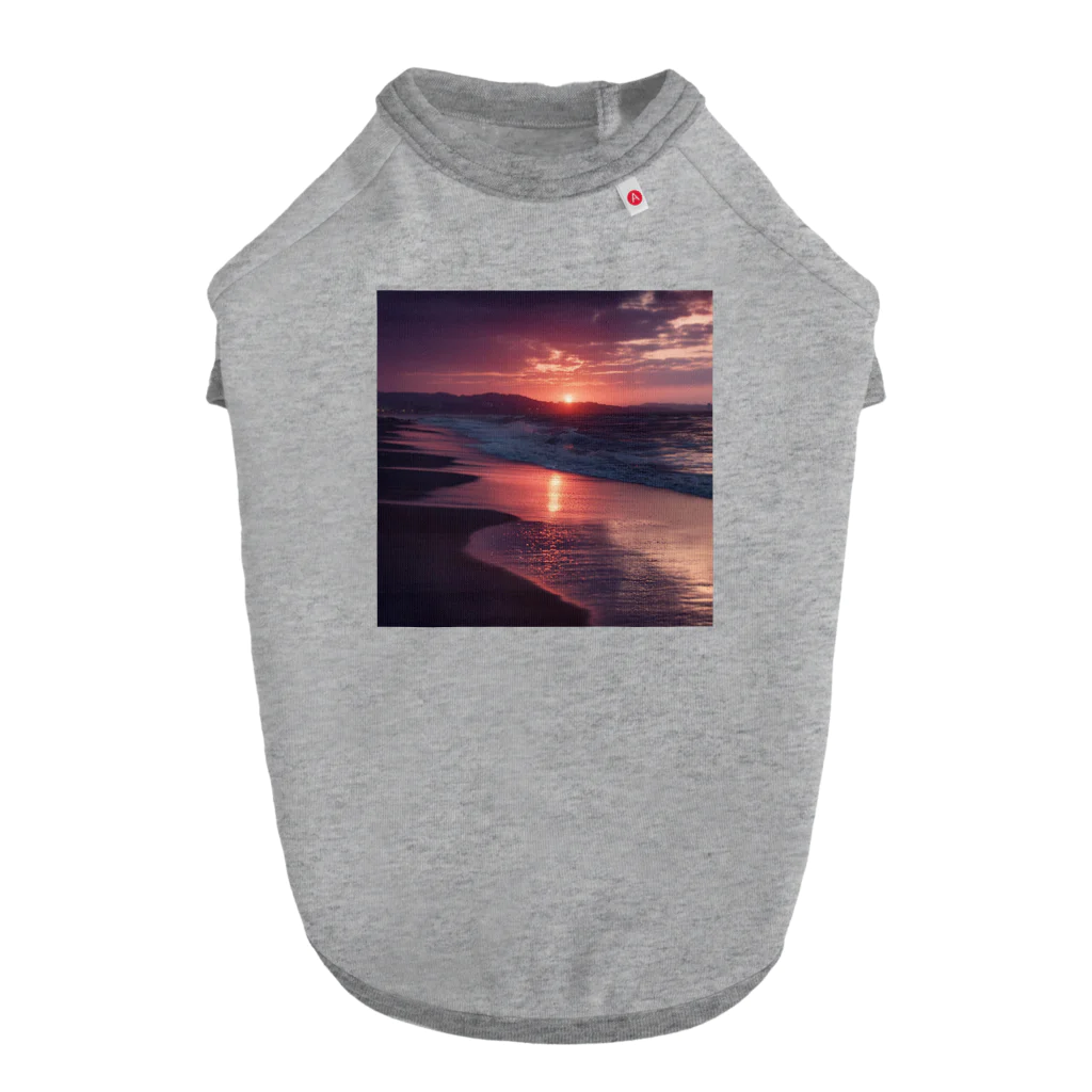 Mysycaの海辺の夕日 ドッグTシャツ