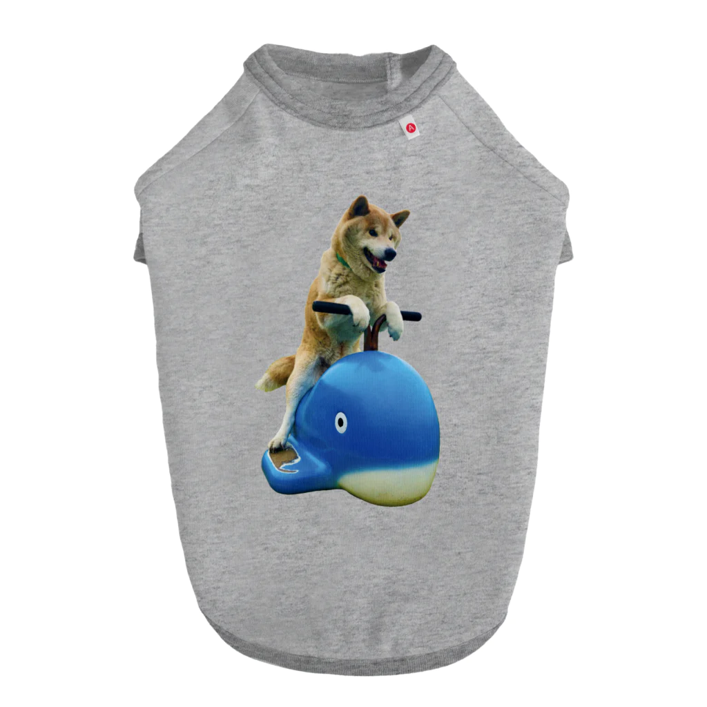 愛犬太郎のグッズのクジラに乗った太郎【柴犬】 ドッグTシャツ