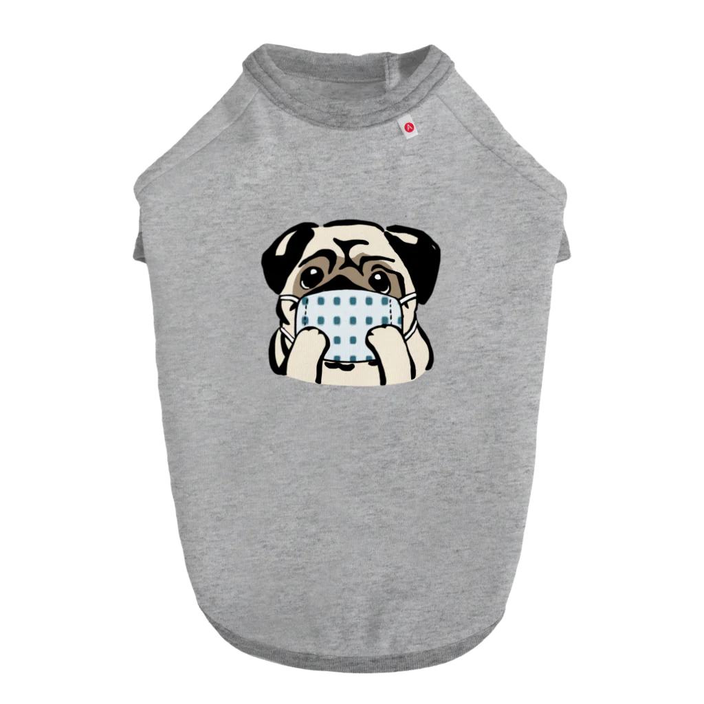 犬グッズの店しえるぶるーのハンドメイドマスクをつけたパグ Dog T-shirt