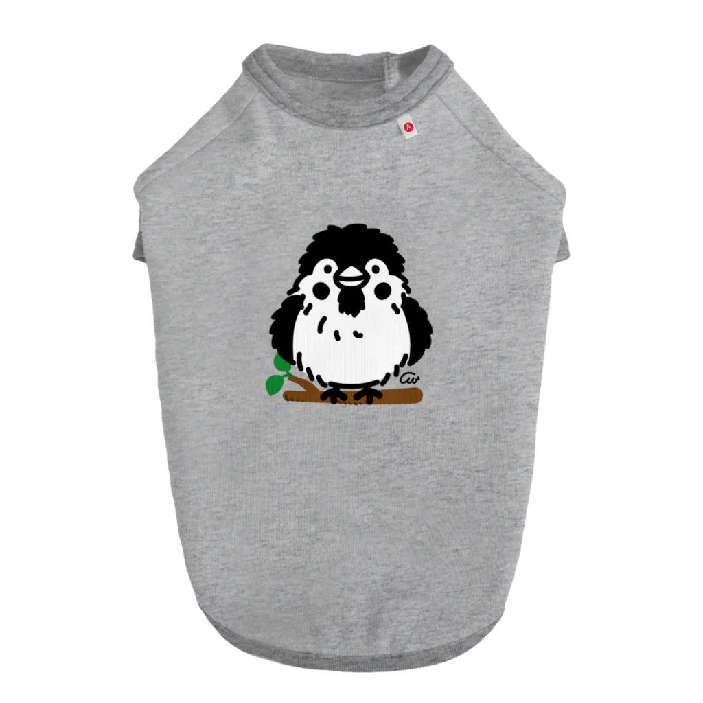 イラスト MONYAAT のワンポイント　ぶわっとな スズメがちゅん02 Dog T-shirt