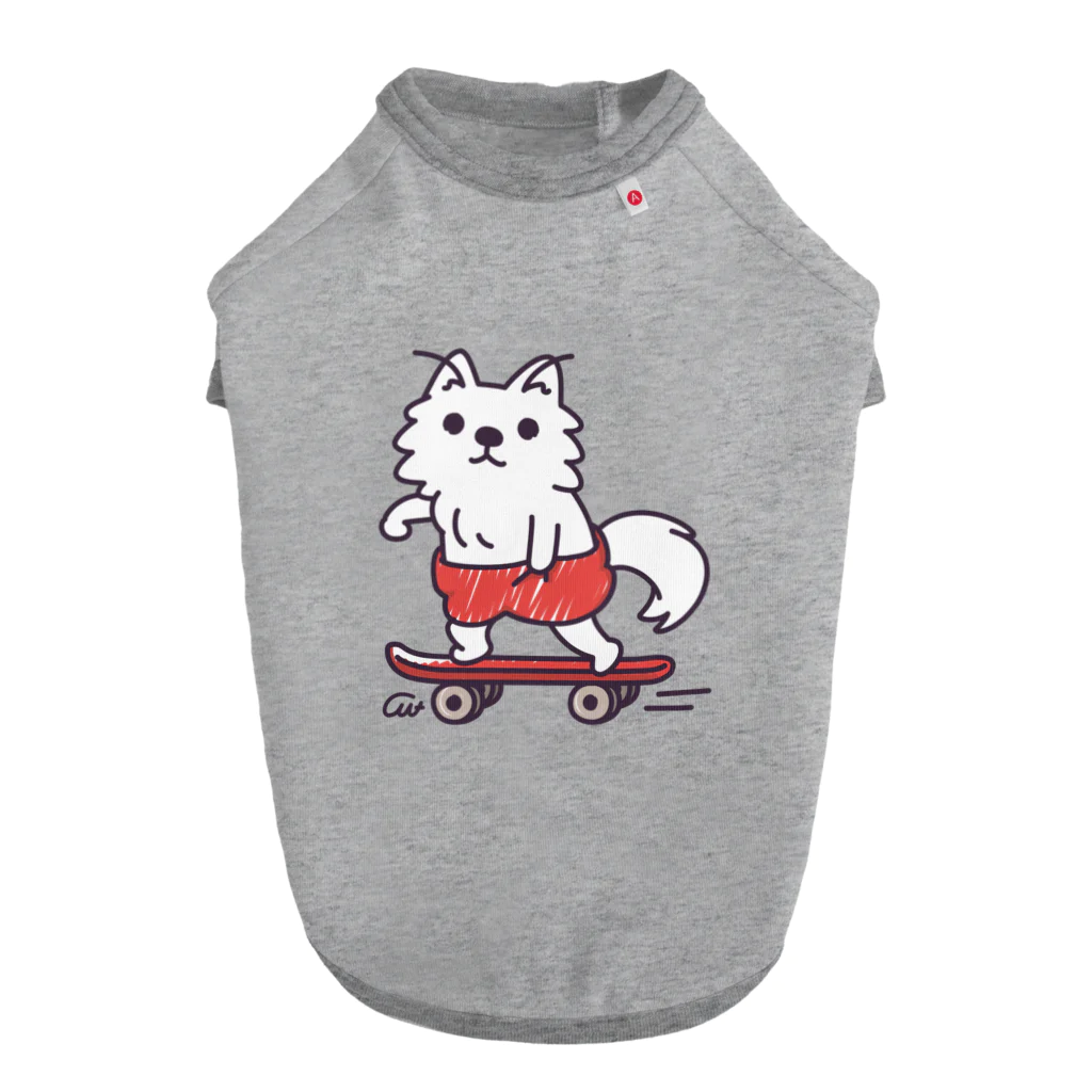 イラスト MONYAAT の赤ぱんポメラのスケボー Dog T-shirt