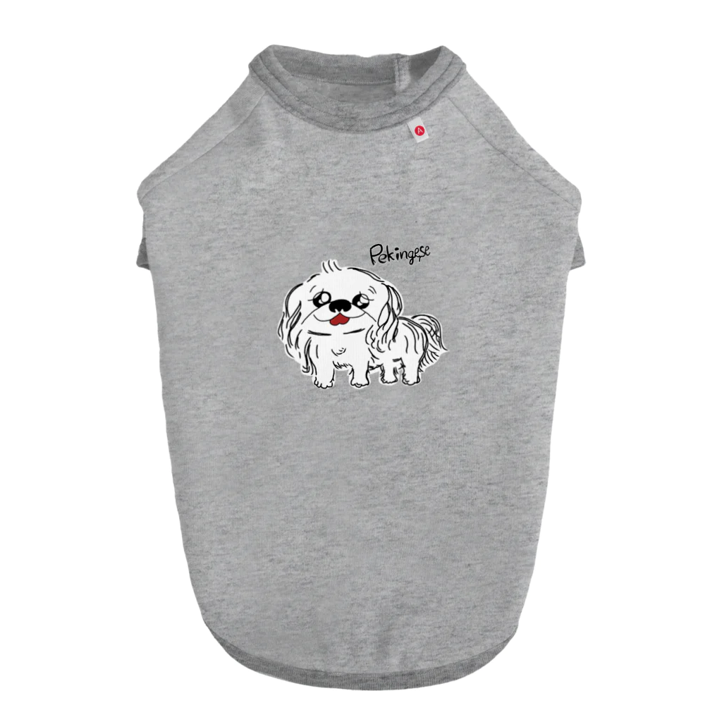 CHOSANAの笑うペキニーズ(白) Dog T-shirt