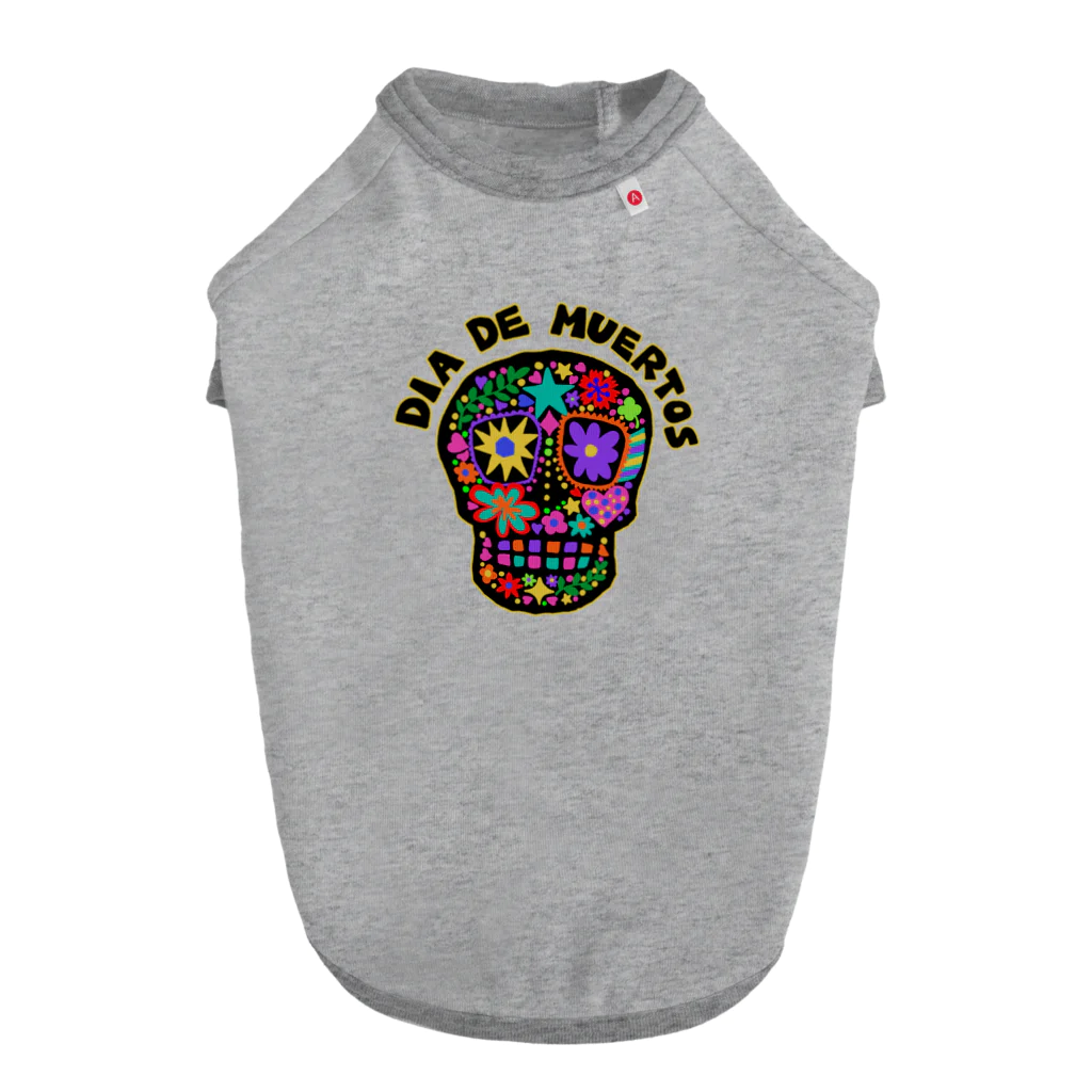 sandy-mのメキシコ風ドクロ Dia de muertos ドッグTシャツ