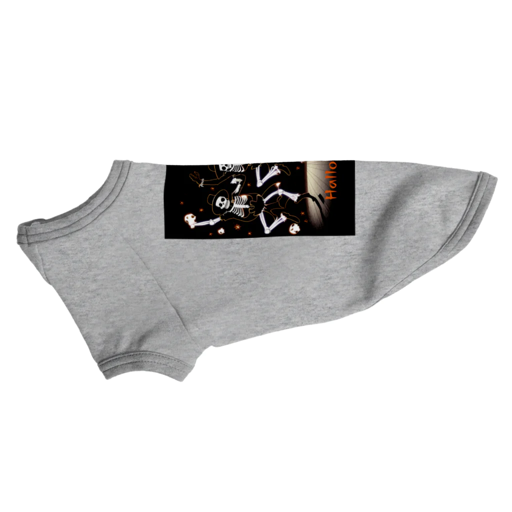 seasun011のハロウィンスケルトンダンス02-01　文字入り Dog T-shirt