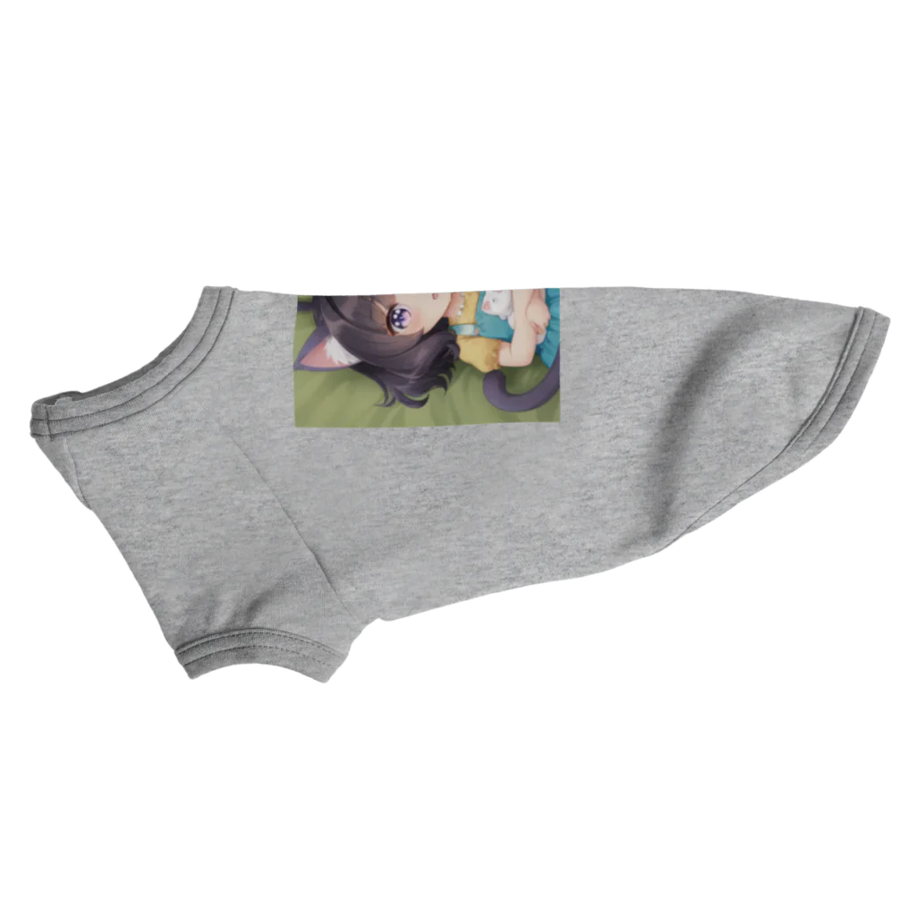 かわいい女の子とシュールな絵のねこ耳幼女 Dog T-shirt