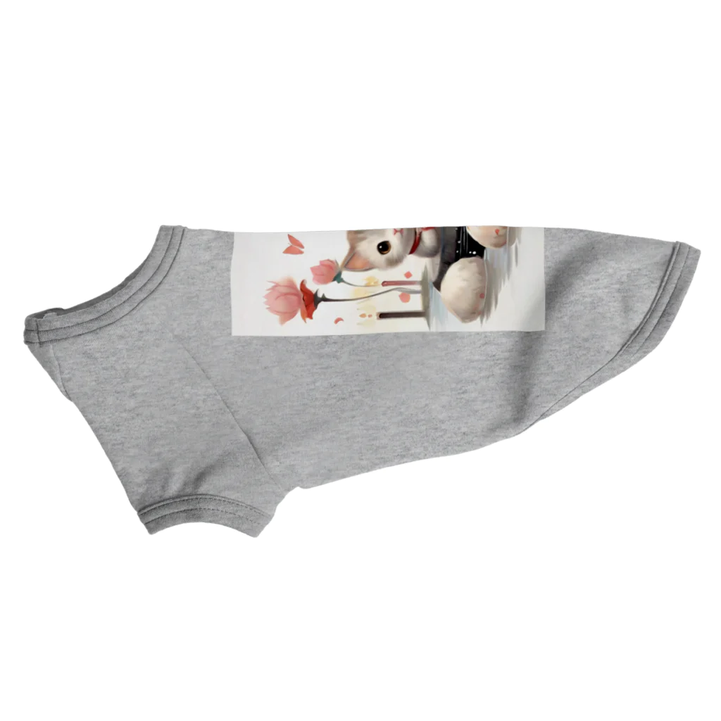 恥ずかしがり屋のねこショップの猫とお花 Dog T-shirt