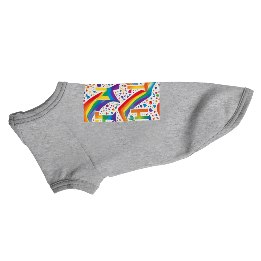 Happy　Rainbow　Flagのレインボーフラッグ ドッグTシャツ