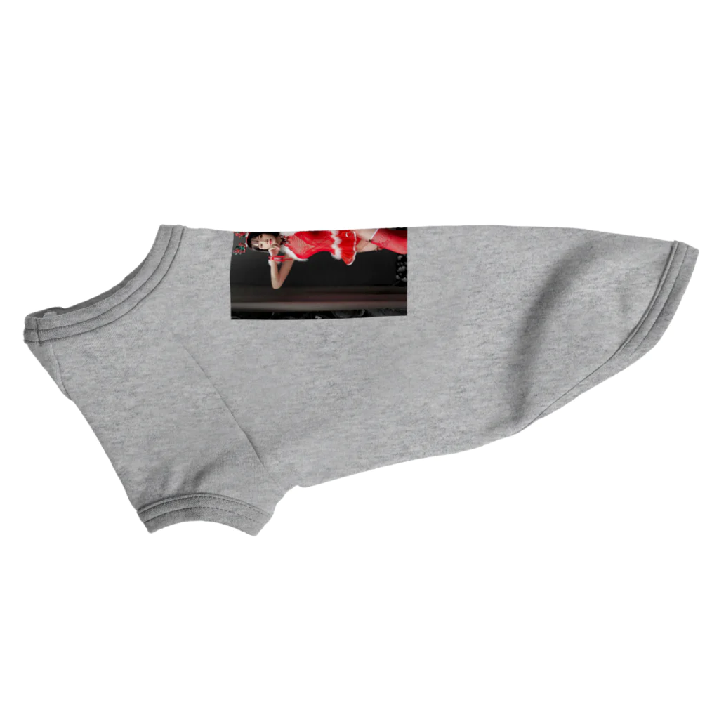 japanshopeesのWomen Femme Ruffle Hollow Out Teddy Bodysuit Bows Stocking Red Christmas Victorias Secret ドッグTシャツ