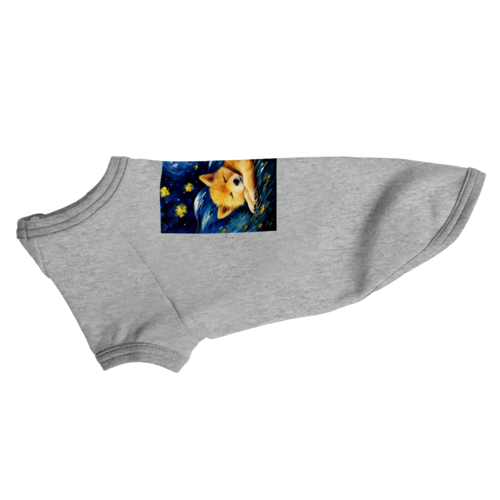 Dog Art Museumの【星降る夜 - 柴犬の子犬 No.1】 Dog T-shirt