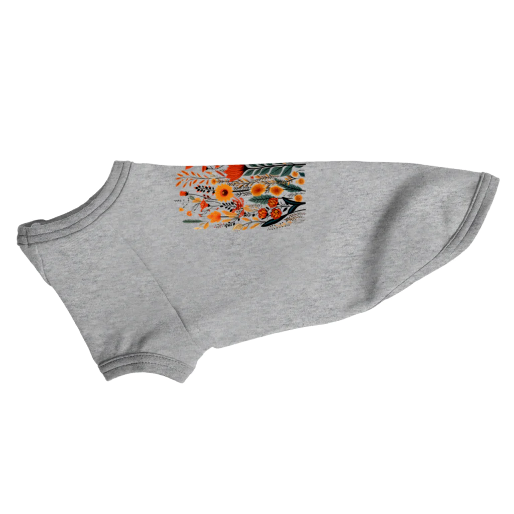 Grazing Wombatのヴィンテージなボヘミアンスタイルの花柄　Vintage Bohemian-style floral pattern Dog T-shirt