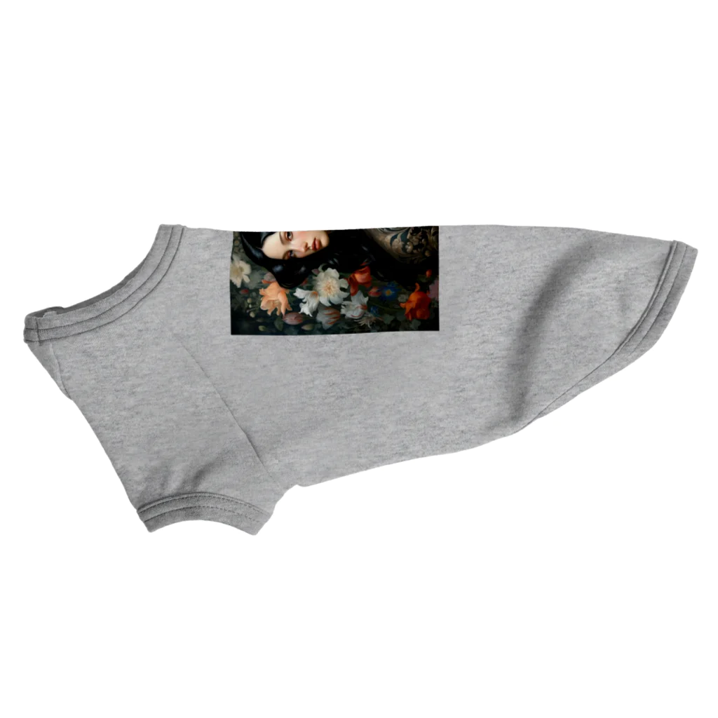 AQUAMETAVERSEのいろ色な、花に囲まれている女性　なでしこ1478 ドッグTシャツ