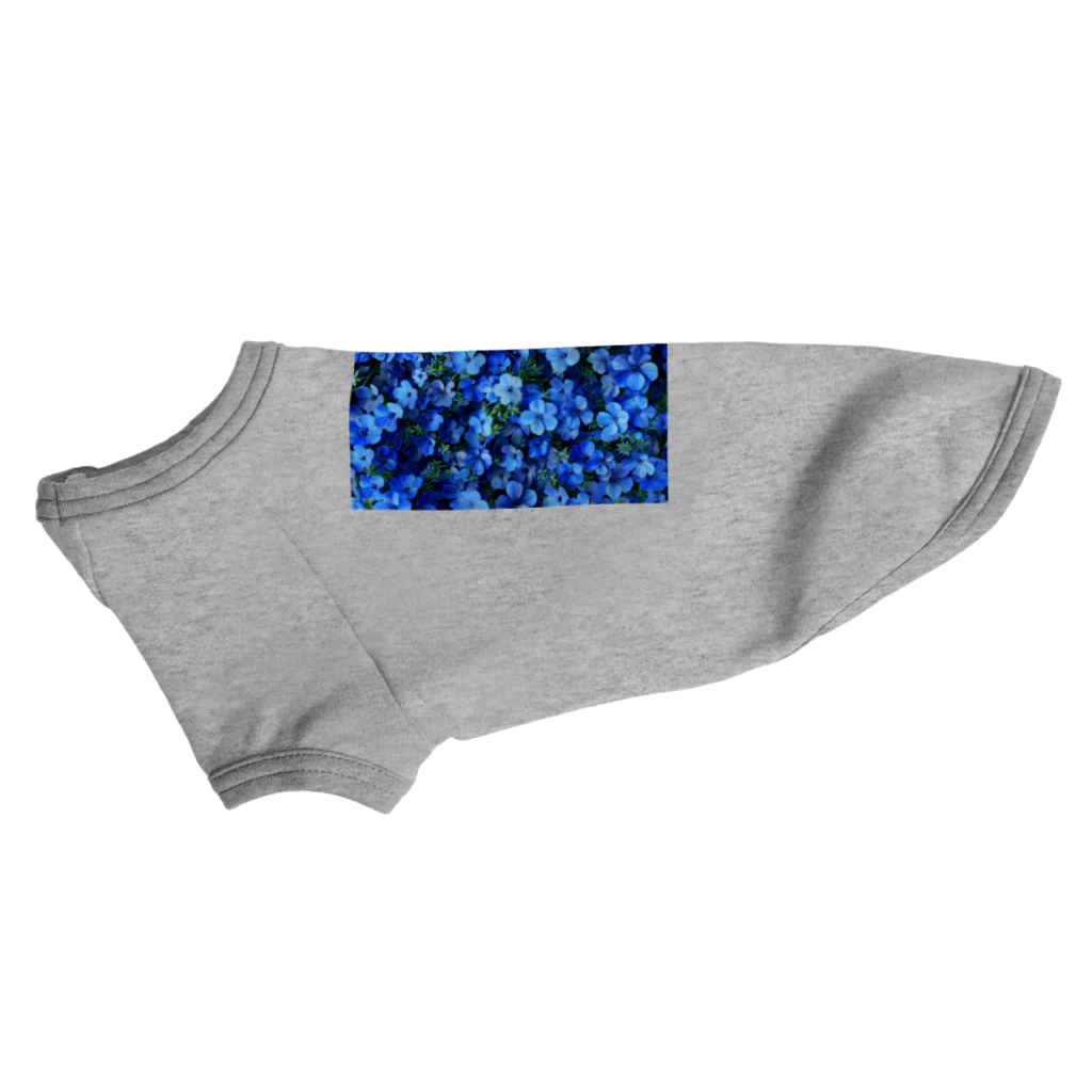 オンラインショップイエローリーフの鮮やかな青色の花　ネモフィラ ドッグTシャツ