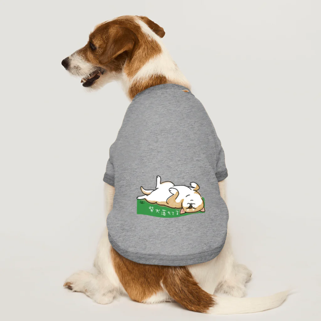 chizuruの柴犬落ちてる（茶）背景グリーン ドッグTシャツ