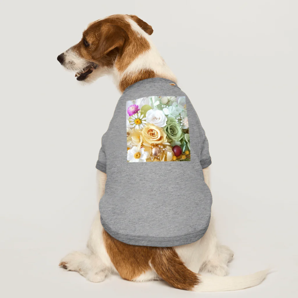 meke flowersのレモンイエローとアップルグリーン　ローズシリーズ Dog T-shirt