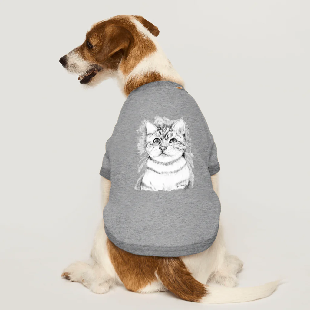 greetenのアート猫　モノクロ　 Dog T-shirt