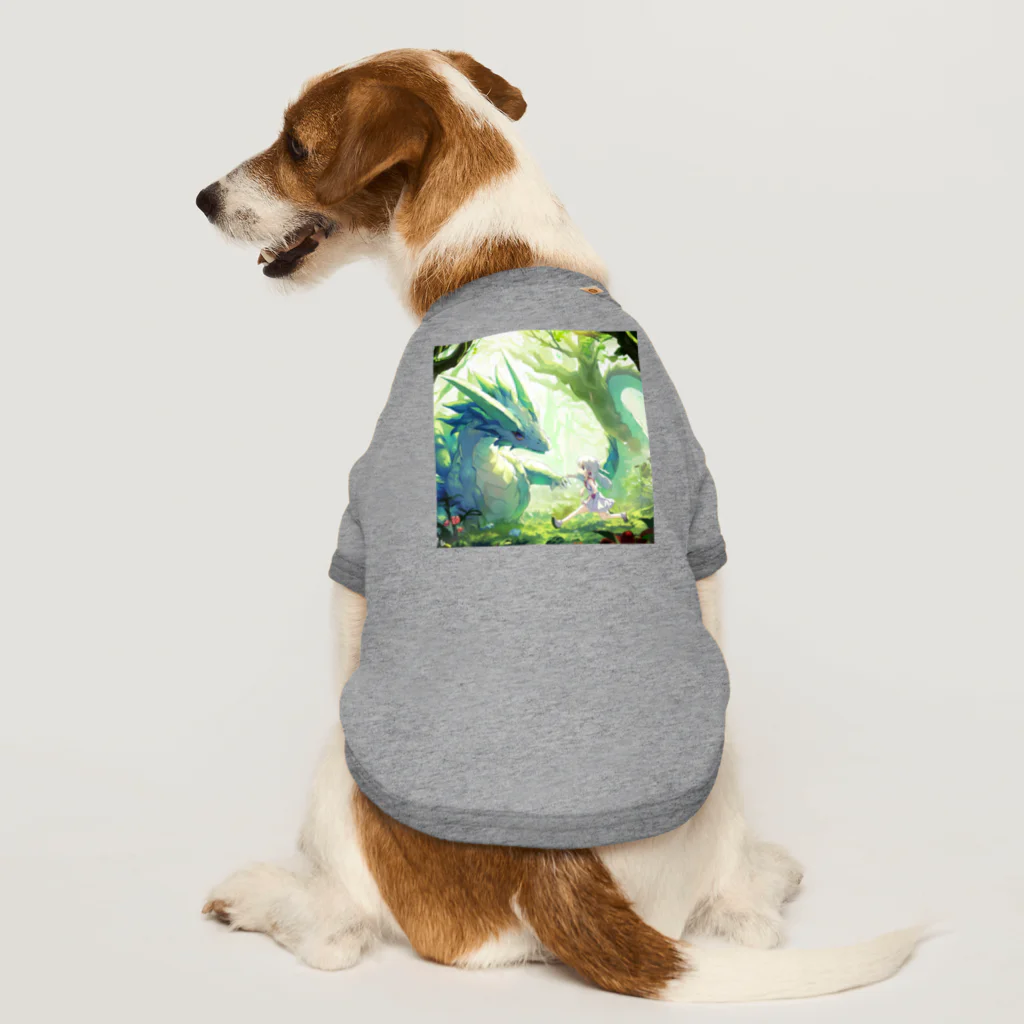 Wakuryuの八恩森の神龍と少女 Dog T-shirt