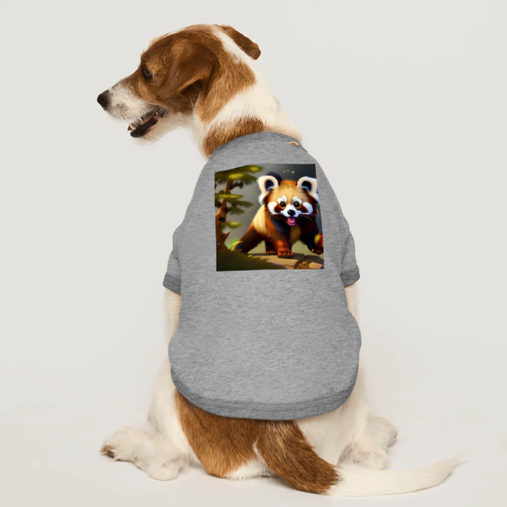 ラッキーマインあべむつきの楽しくて仕方がないレッサーパンダ Dog T-shirt