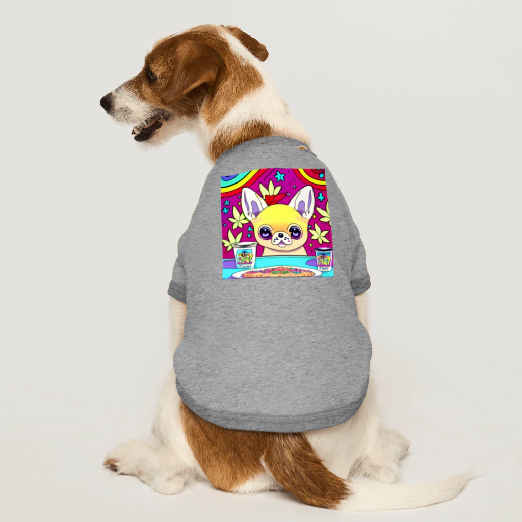 チワワ愛好家ショップのチワワとの楽しい朝食☆ホットケーキとバターの魔法 Dog T-shirt