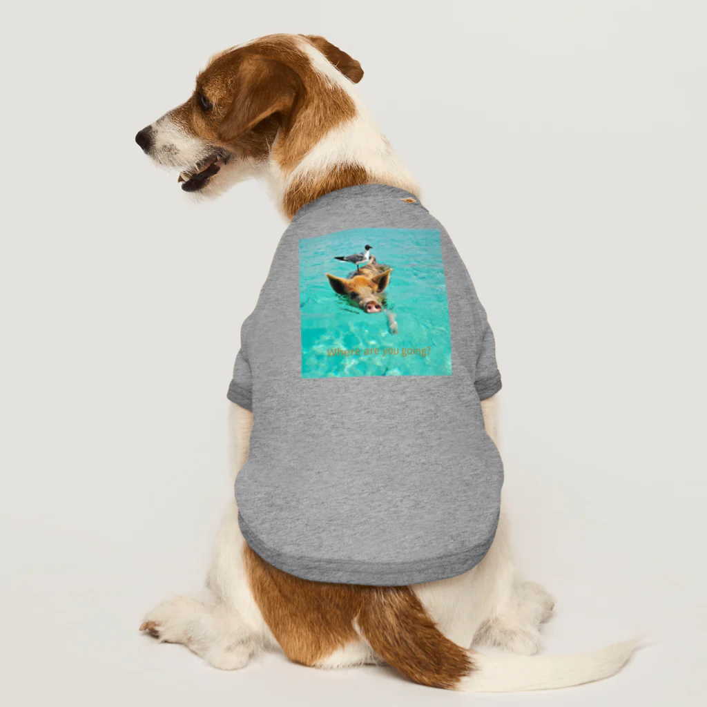 MOMOTAKAショップの海のかけら - ピグとバード Dog T-shirt