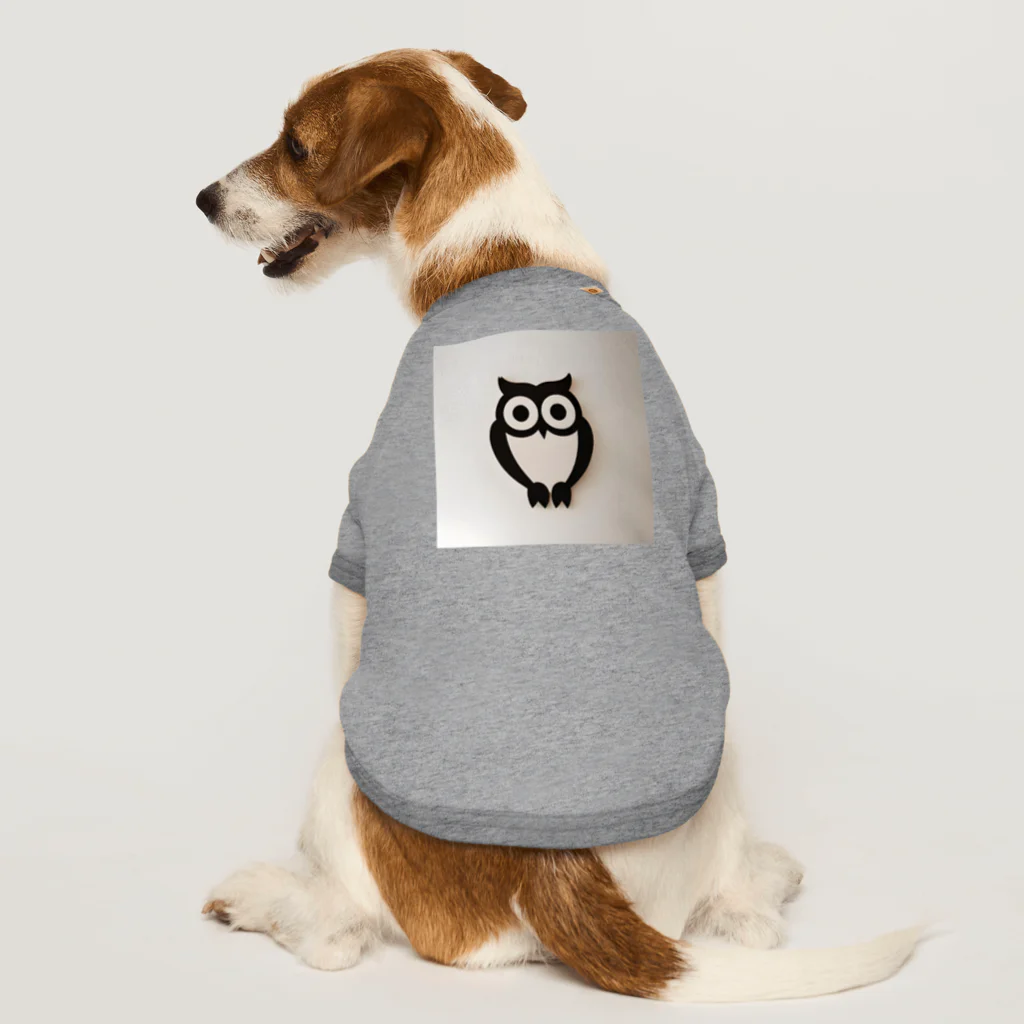 Owlの白黒フクロウちゃんのイラストグッズ ドッグTシャツ