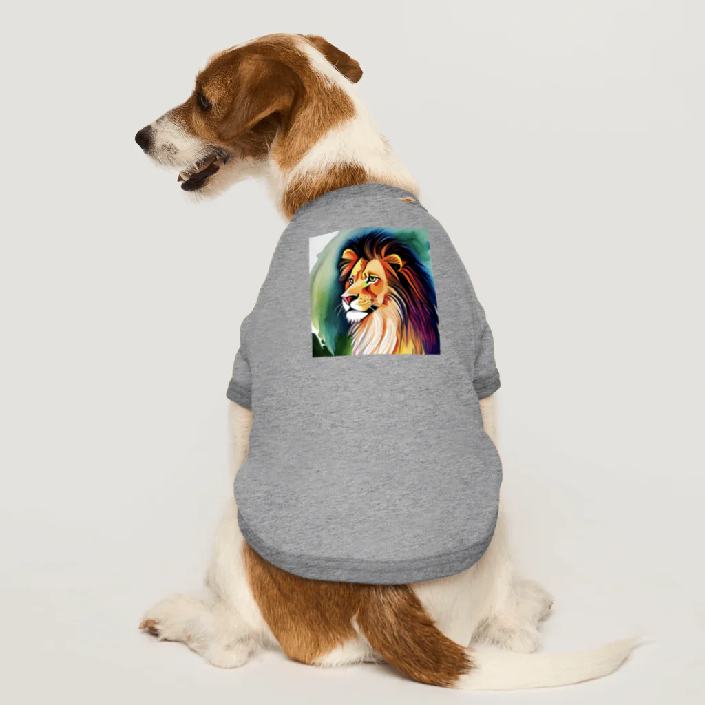 animals lovingのライオン水彩画4 ドッグTシャツ