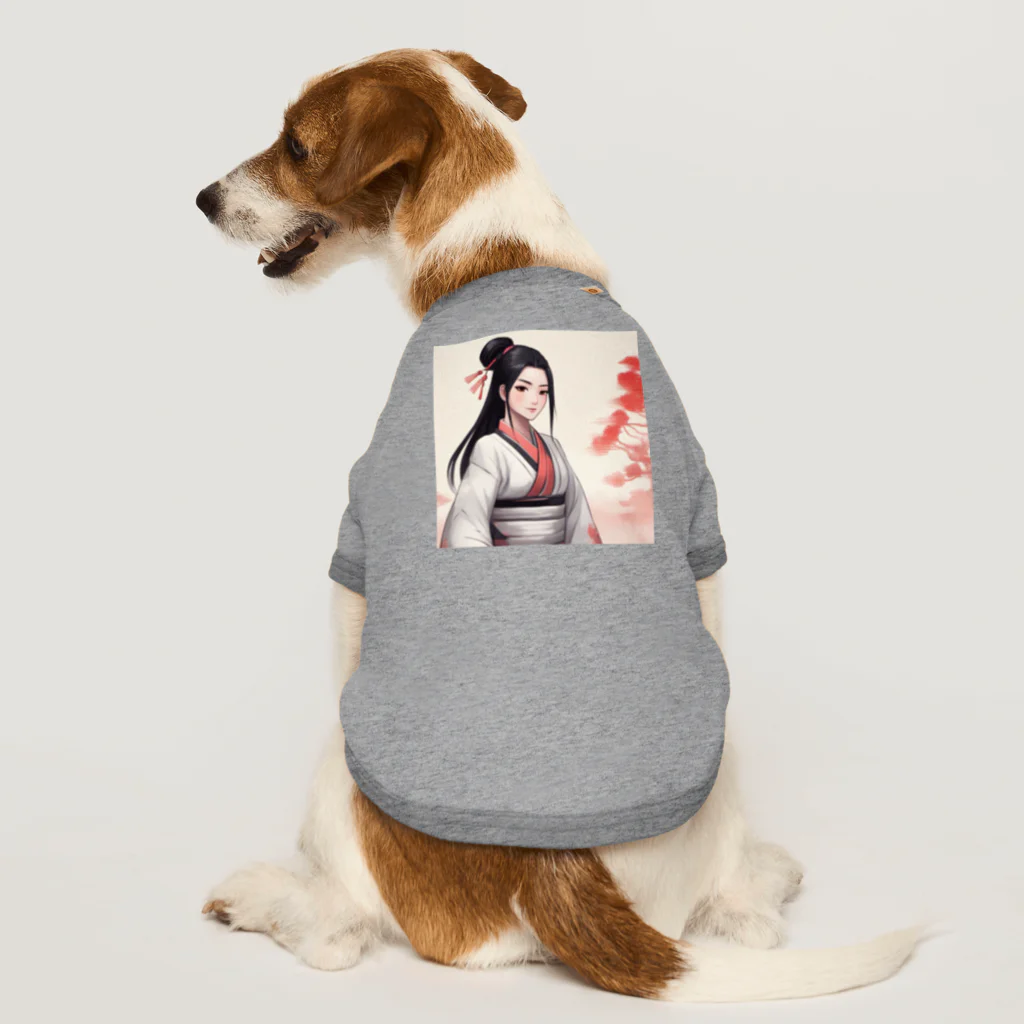ワンダーワールド・ワンストップの巫女服を着た綺麗なポニーテール女性のグッズ Dog T-shirt