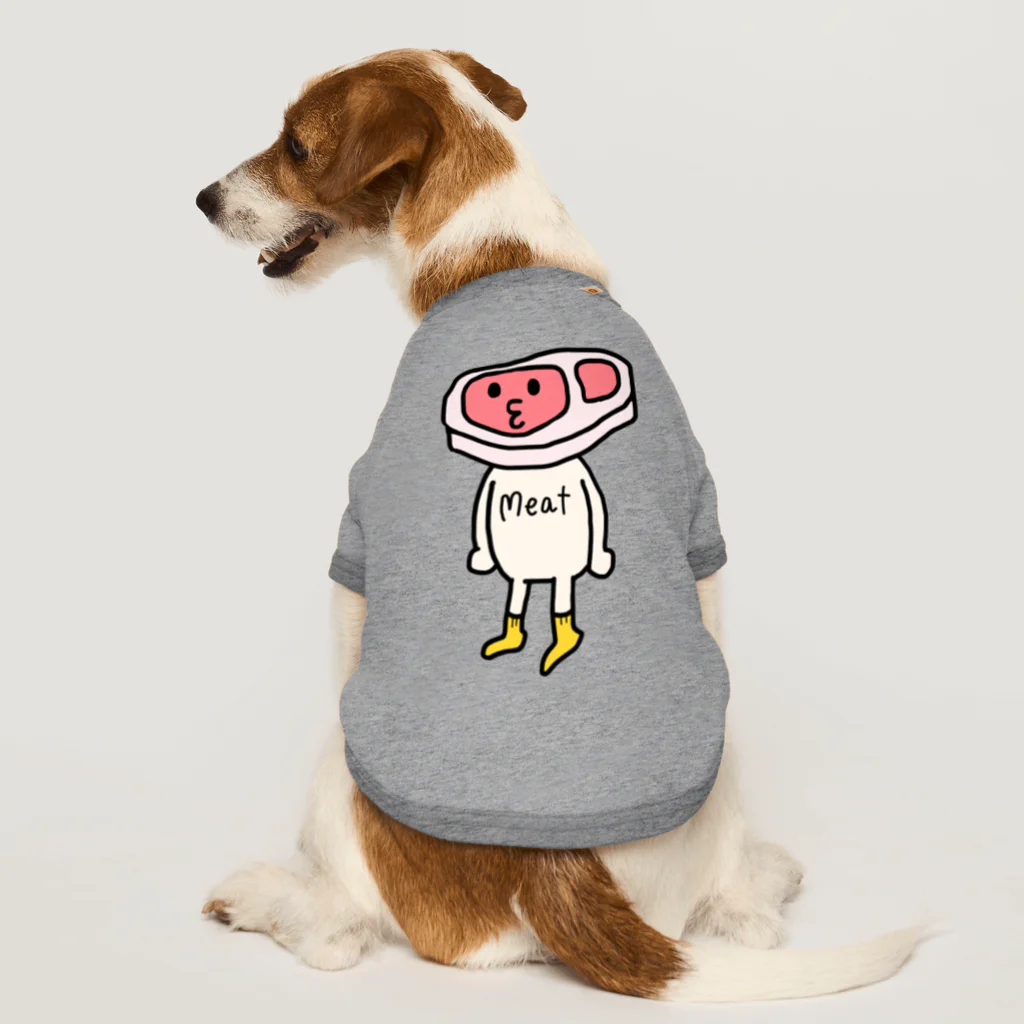 鹿骨-SHIKACOTTSU-のMeatくん。 Dog T-shirt