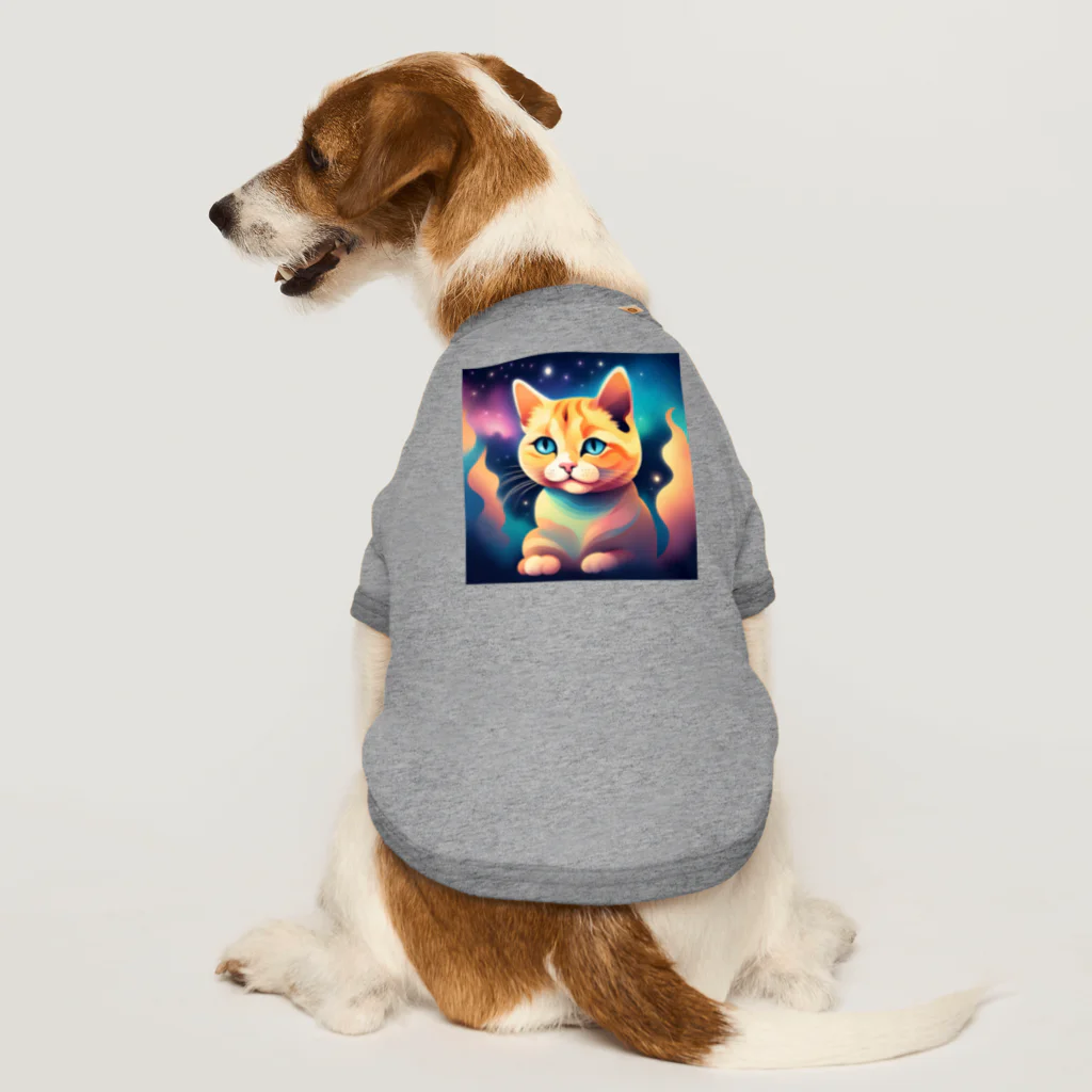 猫の憩い場の夜空を見つめる猫 Dog T-shirt