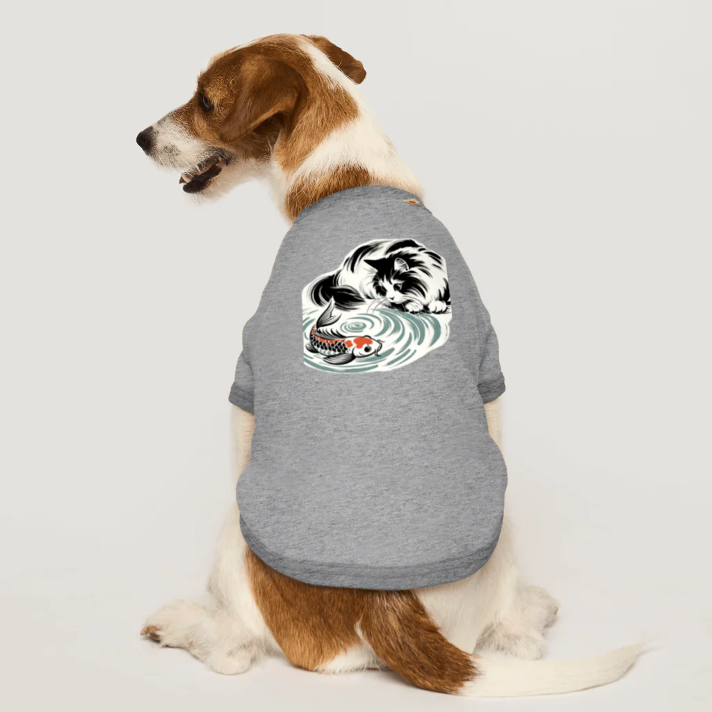 MakotOの猫と鯉（水墨画風） Dog T-shirt