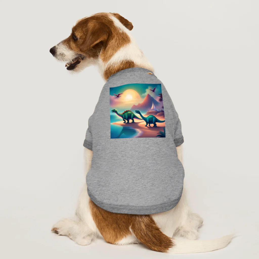 ranranの海辺の2匹の恐竜くん Dog T-shirt