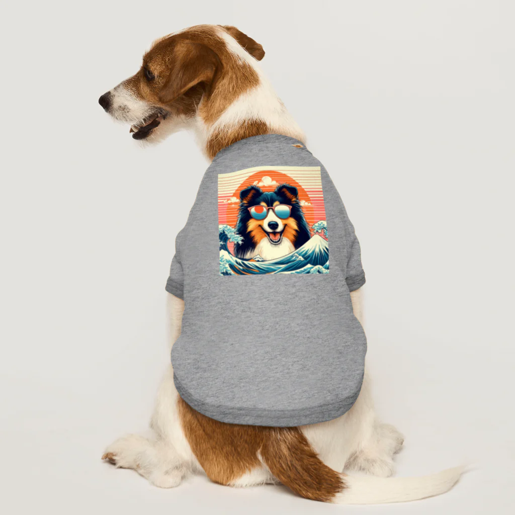 サングラス犬 sunglasses dogs【 monographic 】のサングラス犬　sunglasses-dog【シェットランドシープドッグ】 ドッグTシャツ