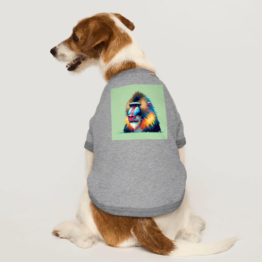 ippofumiのカラフルなマンドリルのドット絵 Dog T-shirt