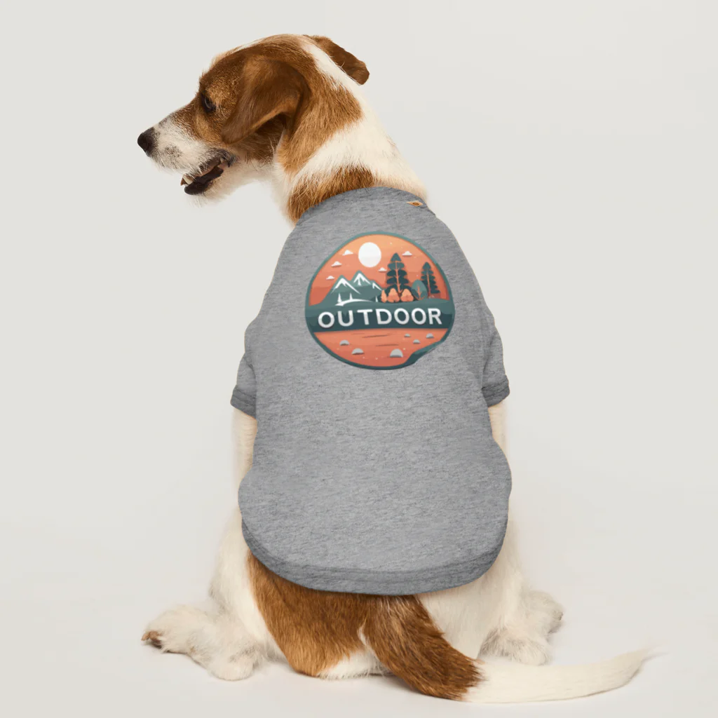 ファンシーTシャツ屋のアウトドアーワッペン夕日 Dog T-shirt