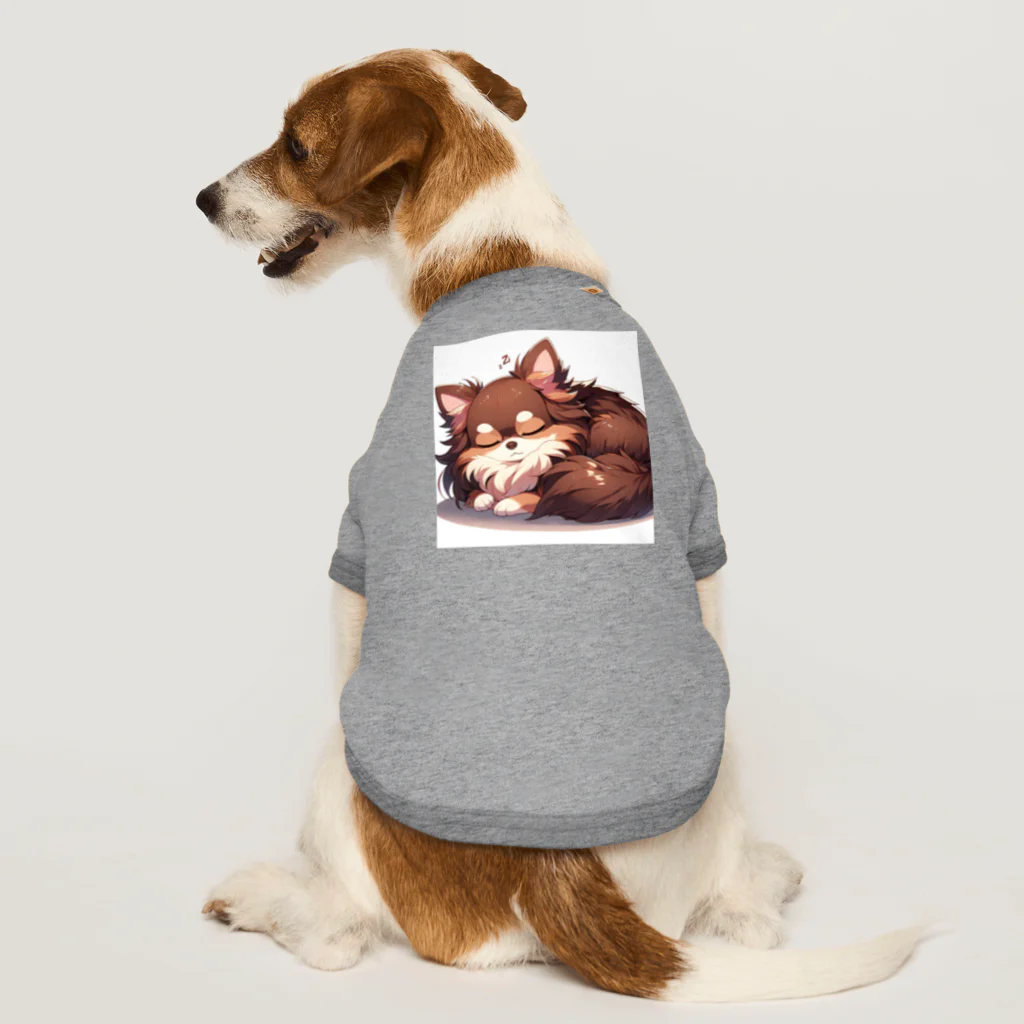 AutoArtistryのかわいいロングコートチワワ　アニメ風グッズ（おやすみバージョン） Dog T-shirt