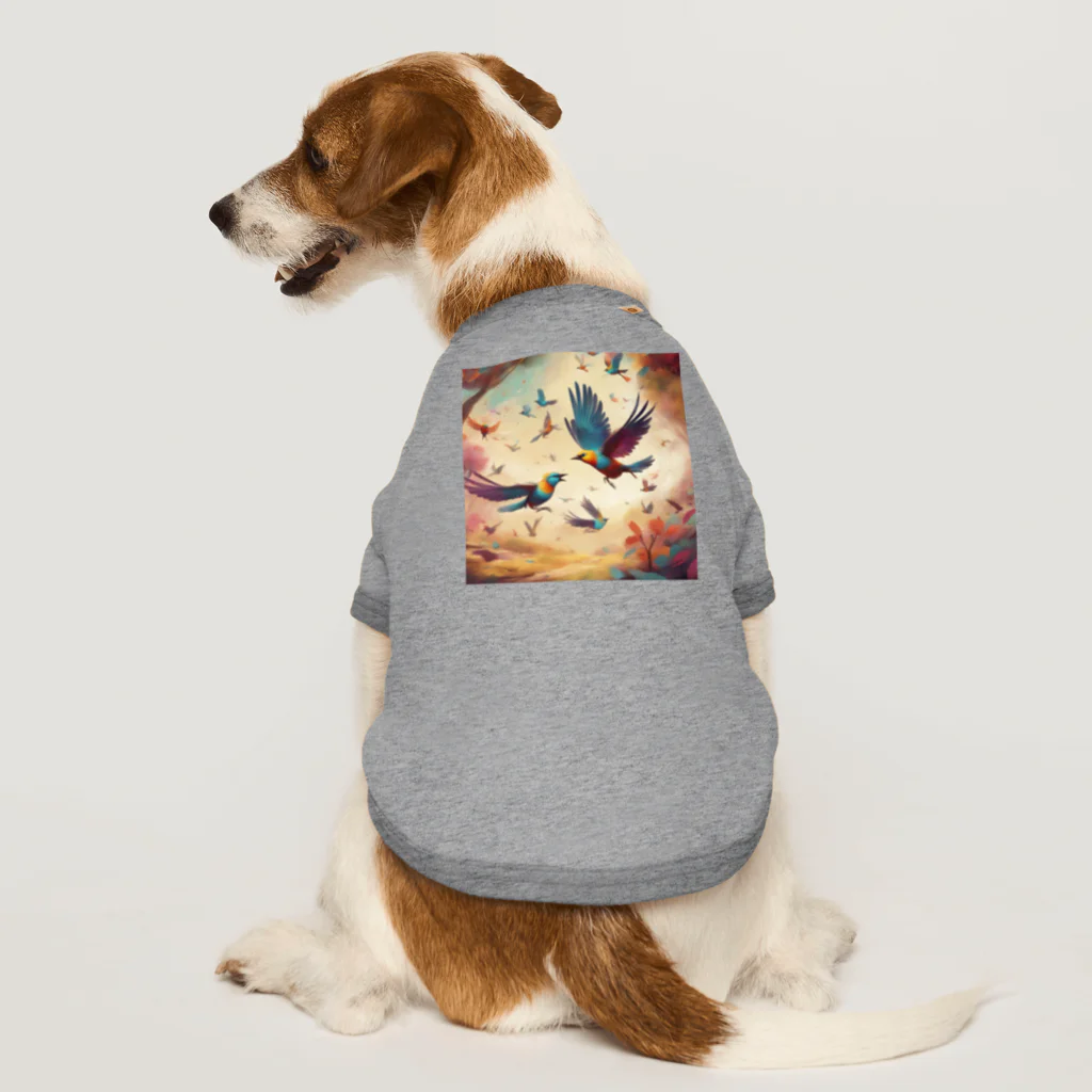 にくまるショップの賑鳥 Dog T-shirt